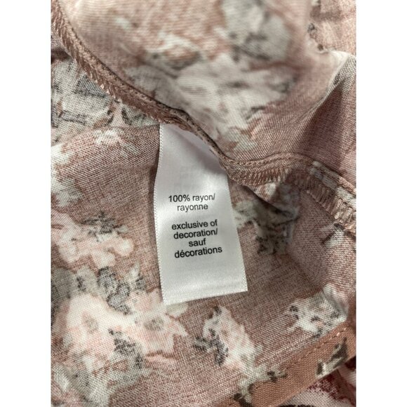 Maurices Floral Boho Top Lace Detail Bell Sleeves Womens M Rayon Pink/Brown - Picture 5 of 5